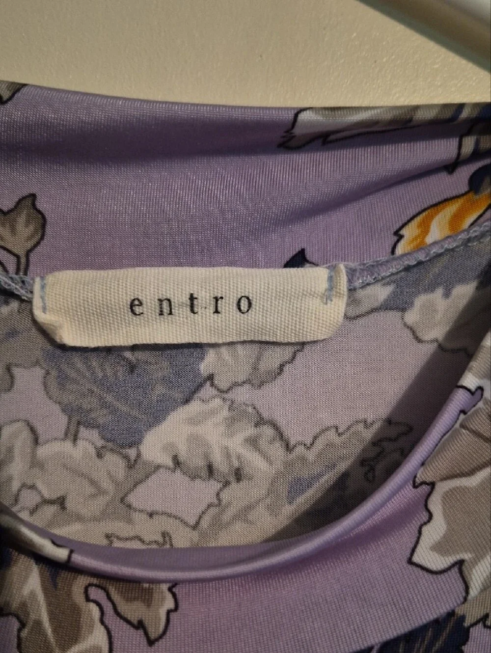 entro Lavender Floral Short-Sleeve Tiered Dress with Yellow Accents